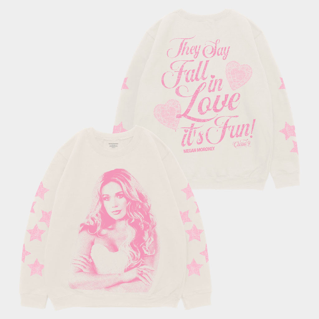Megan Moroney Cloud 9 Merch 2026 Fall In Love Distressed Tour Crewneck Sweatshirt Fan Gifts