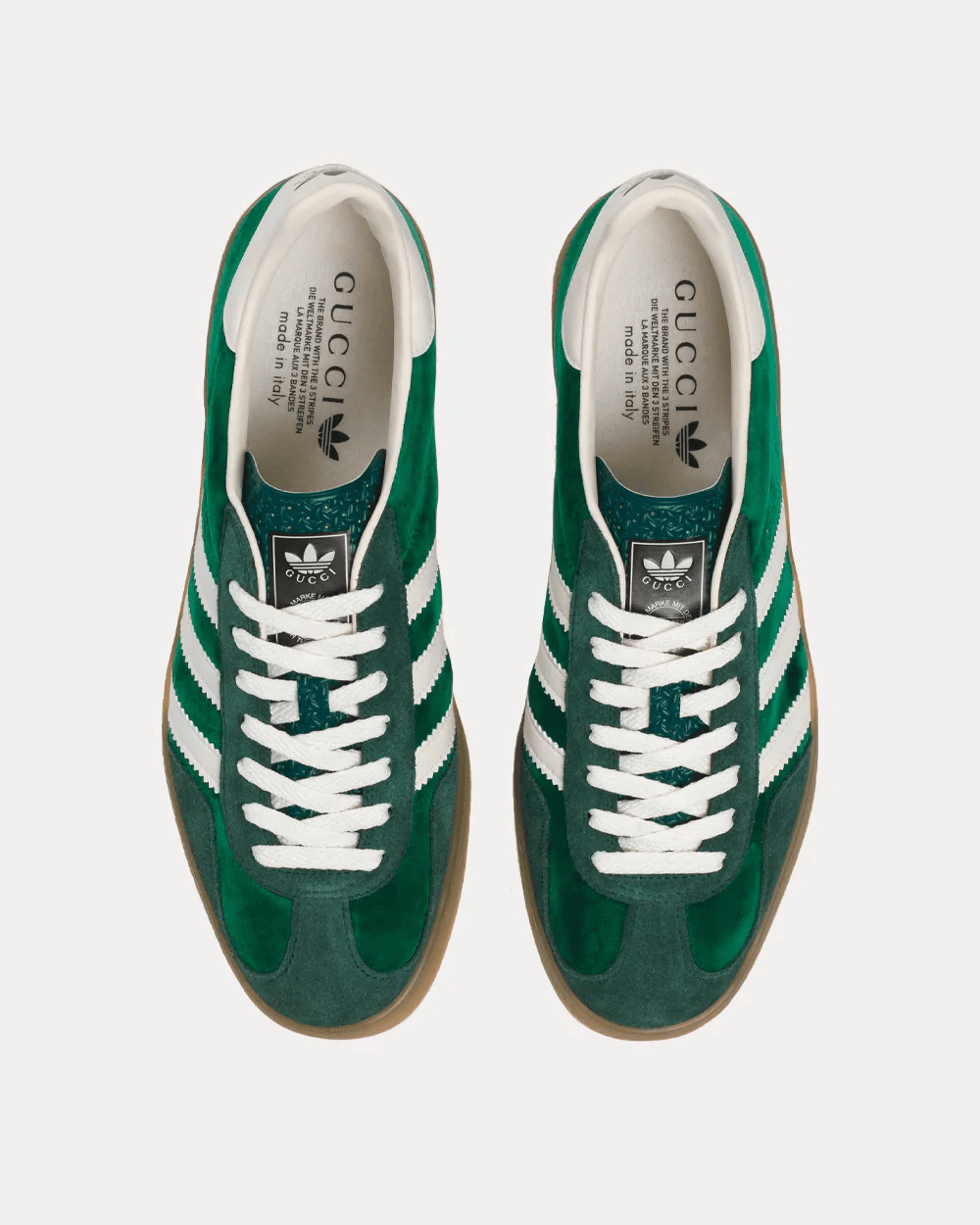 Men's Adidas x Gucci Gazelle Green Suede Shoes - Image 2