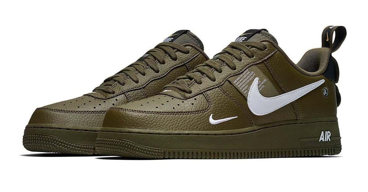 Men's Air Force 1 '07 LV8 Utility Low Olive Canvas Shoes - Image 2