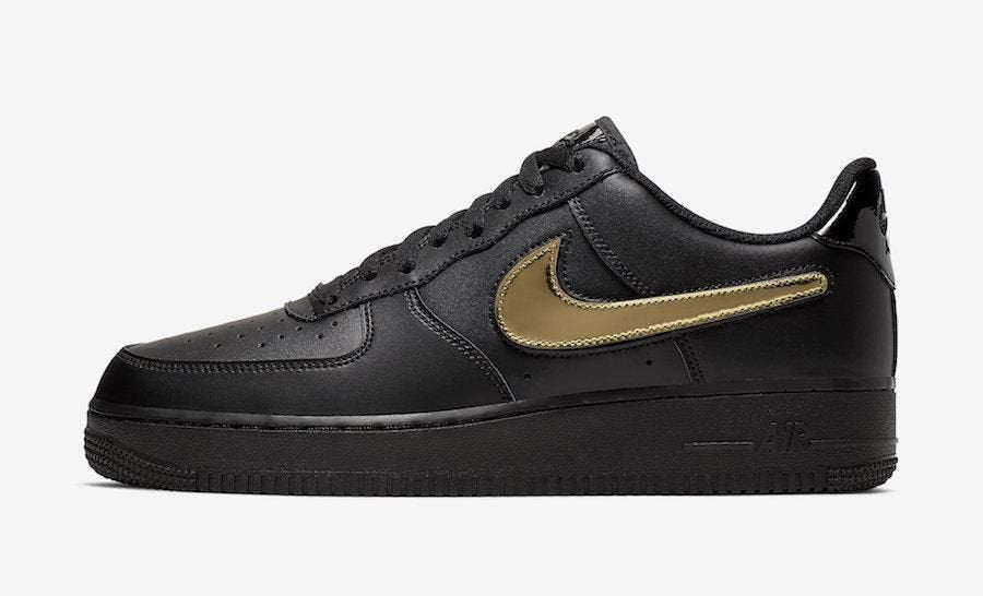 Men's Air Force 1 Low 07 Black Metallic Gold Shoes