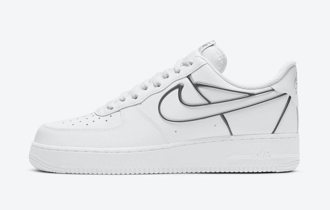 Men's Air Force 1 Low Added Silver Heel Brace Shoes