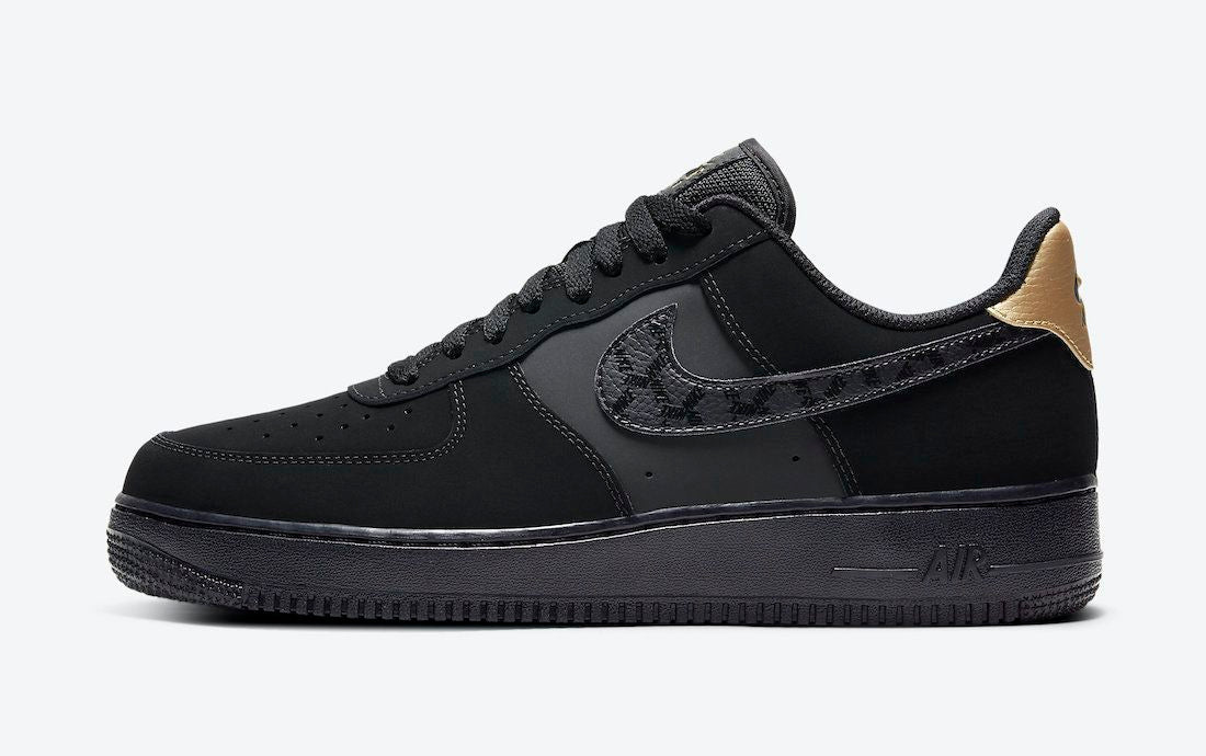 Men's Air Force 1 Low Branded Swooshes Black Nubuck Shoes