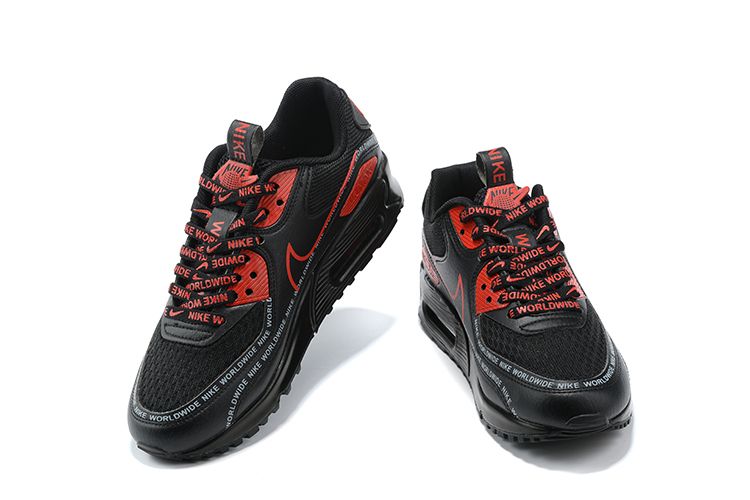 Men's Air Max 90 Worldwide Black Red Shoes - Image 3