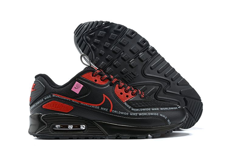 Men's Air Max 90 Worldwide Black Red Shoes - Image 2