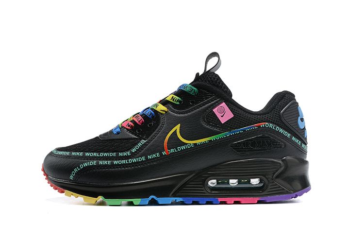 Men's Air Max 90 Worldwide Rainbow Black Shoes