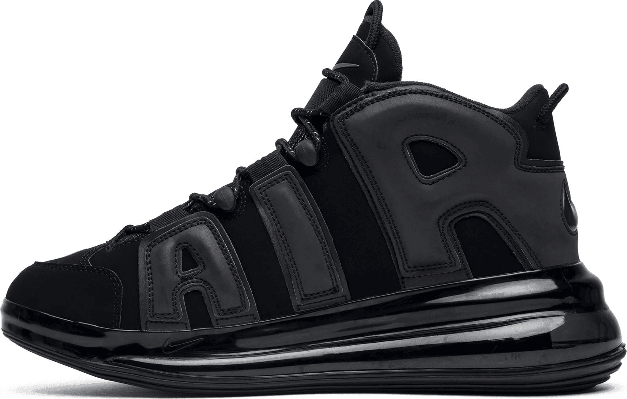 Men's Air More Uptempo 720 QS Triple Black Shoes - Image 2