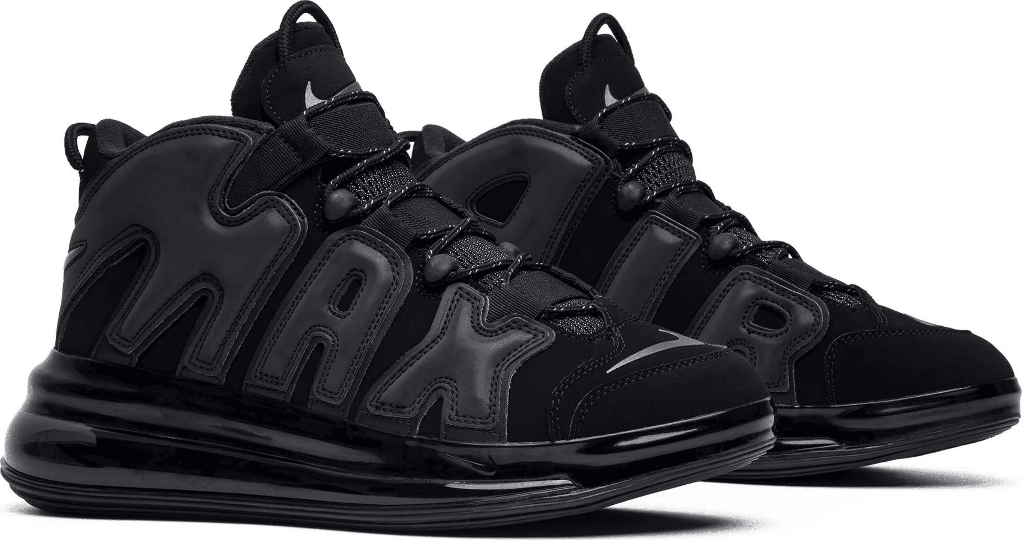 Men's Air More Uptempo 720 QS Triple Black Shoes - Image 3