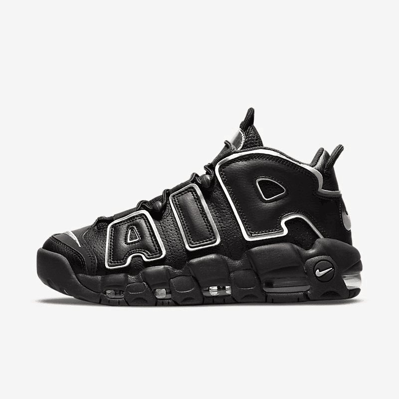 Men's Air More Uptempo Black Metallic Silver Shoes
