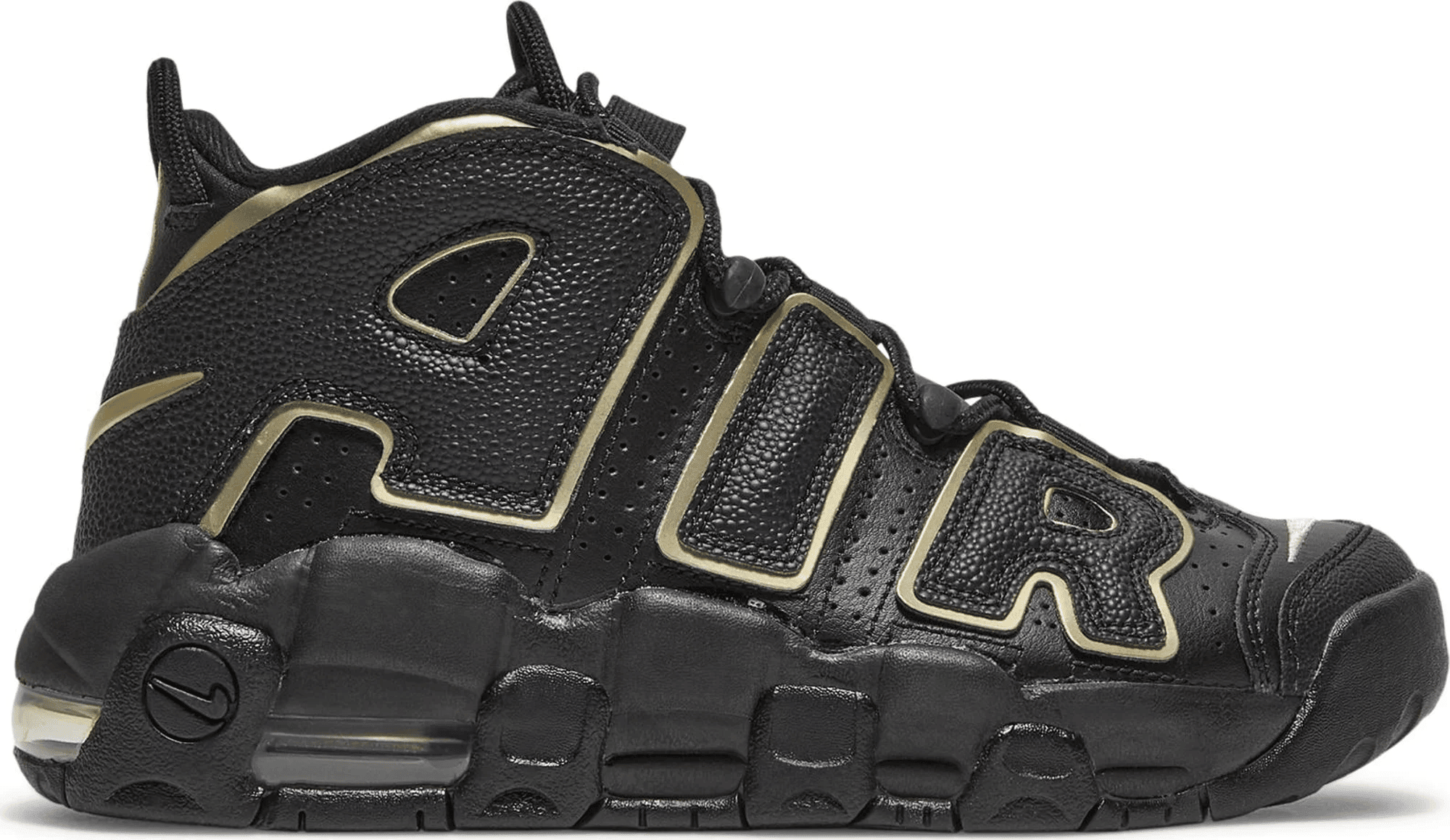 Men's Air More Uptempo GS Black Metallic Gold Star Shoes - Image 2