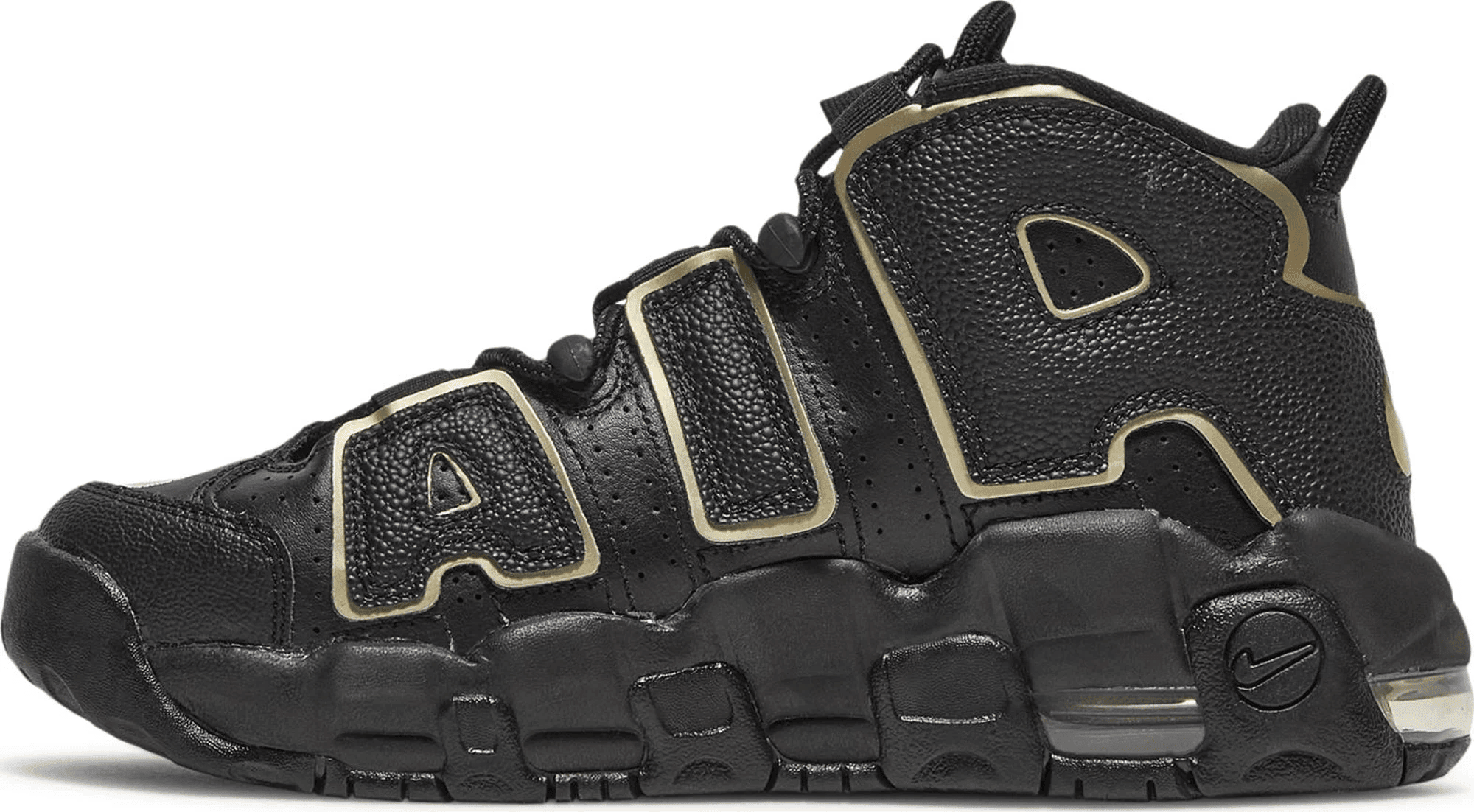 Men's Air More Uptempo GS Black Metallic Gold Star Shoes