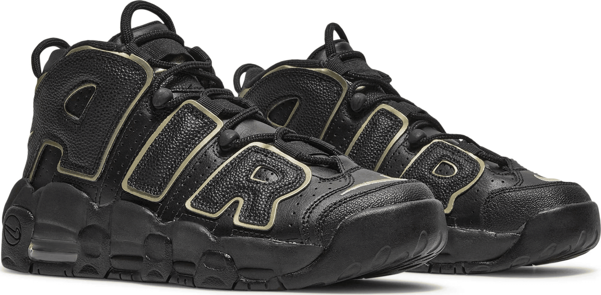 Men's Air More Uptempo GS Black Metallic Gold Star Shoes - Image 3