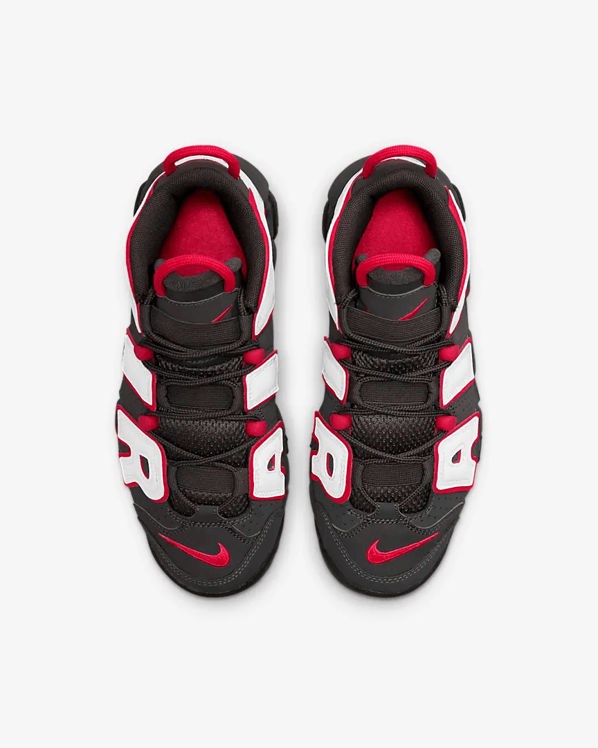 Men's Air More Uptempo PS Medium Ash Siren Red White Shoes - Image 4
