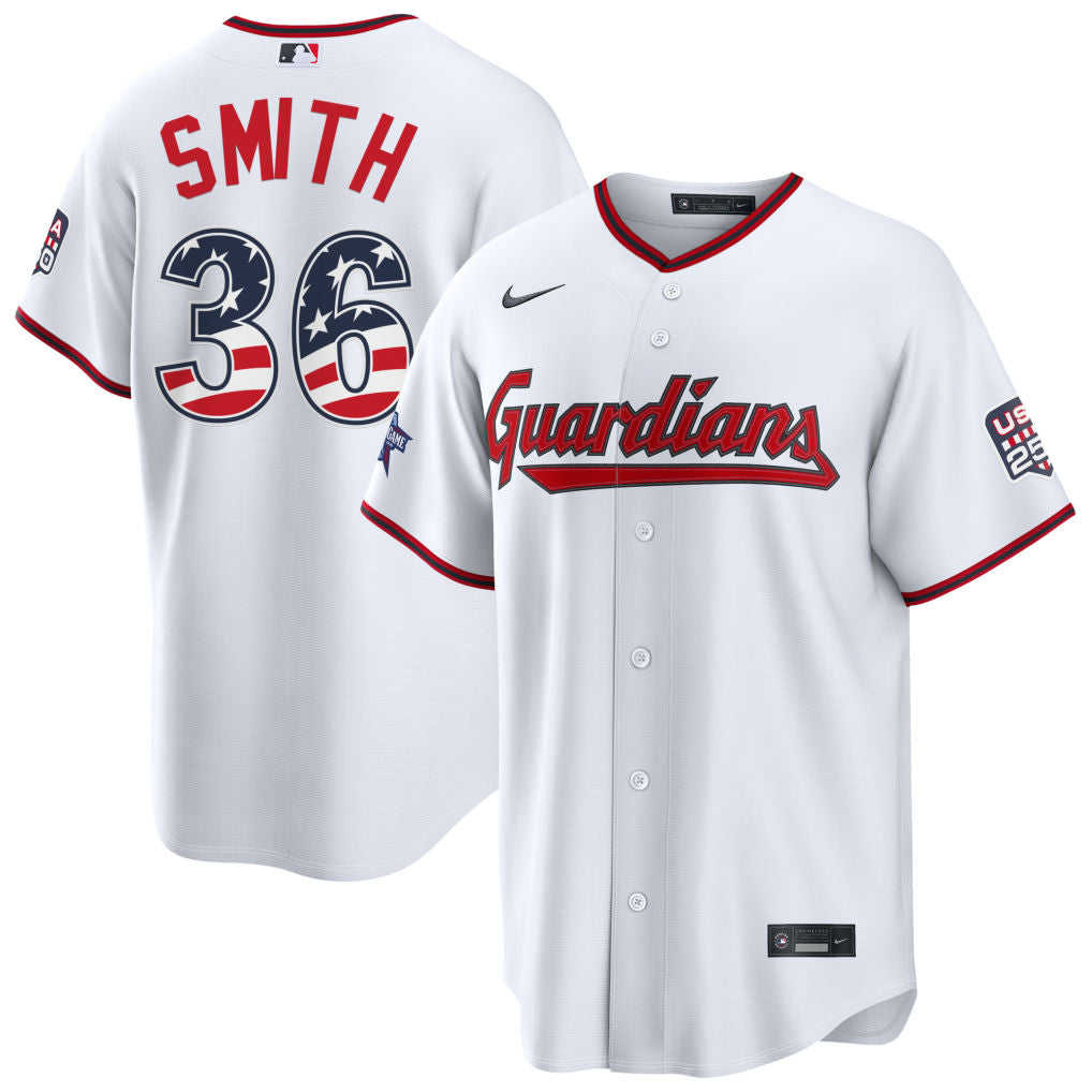 Men's Cade Smith Cleveland Guardians 2026 All-Star Edition Stars & Stripes Stadium Pick-A-Player Jersey - White