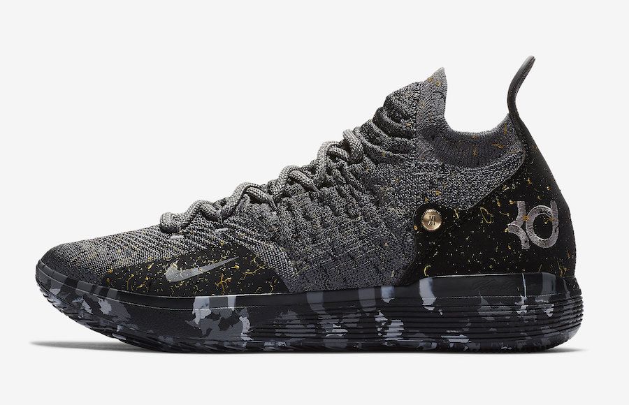 Men's KD 11 Black Gold Splatter Shoes