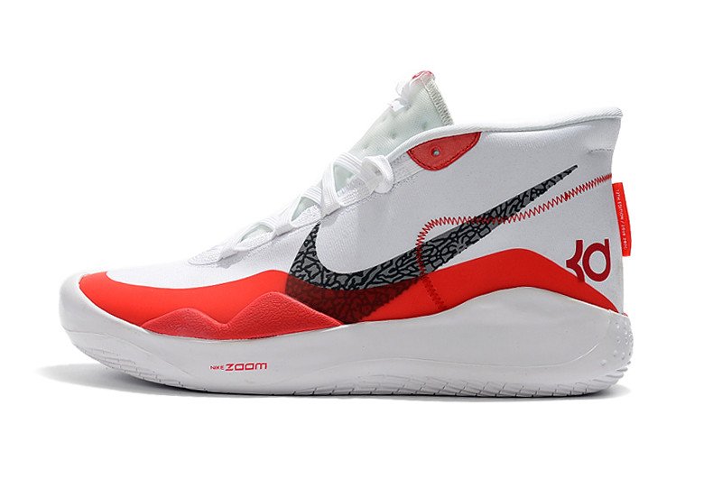 Men's KD 12 White Red Shoes