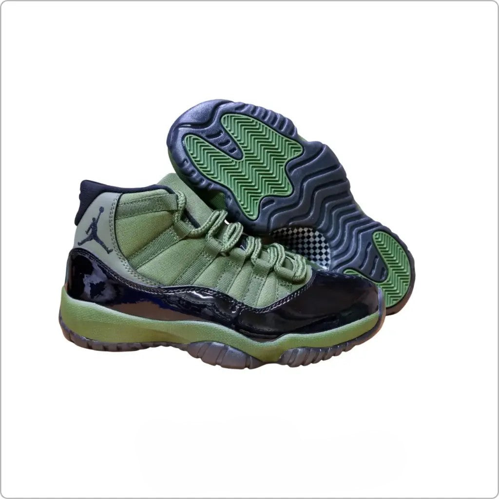 Men's Nike Air Jordan 11 Olive Green Black Shoes