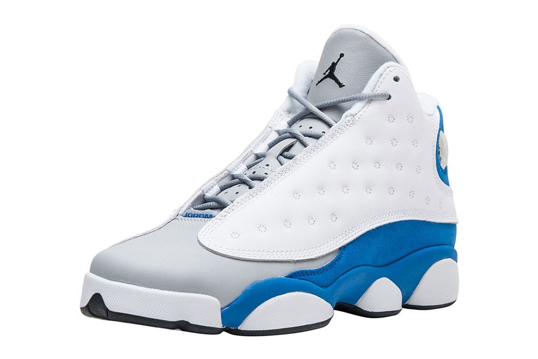 Men's Nike Air Jordan 13 Retro White Italy Blue Shoes
