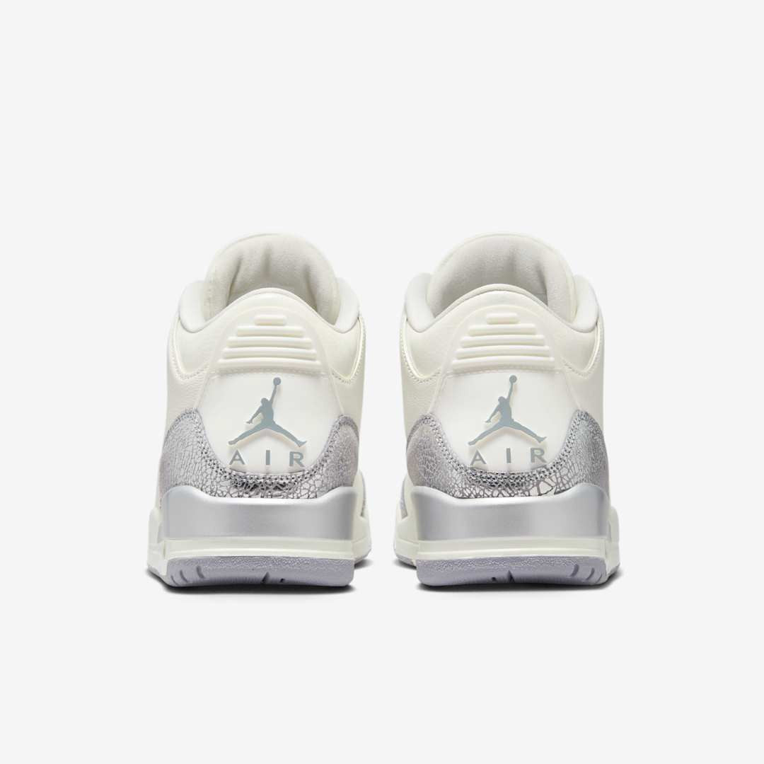 Men's Nike Air Jordan 3 Sail Metallic Silver Shoes - Image 5