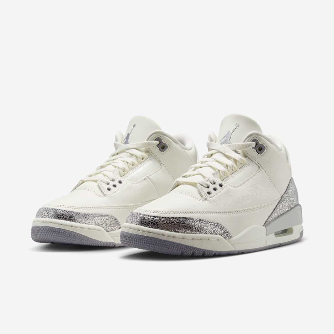 Men's Nike Air Jordan 3 Sail Metallic Silver Shoes - Image 3