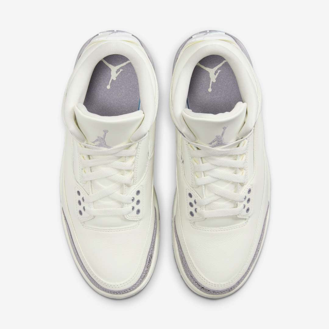 Men's Nike Air Jordan 3 Sail Metallic Silver Shoes - Image 4