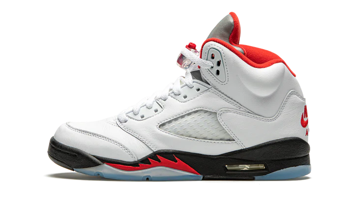 Men's Nike Air Jordan 5 Retro Fire Red Silver Tongue Shoes