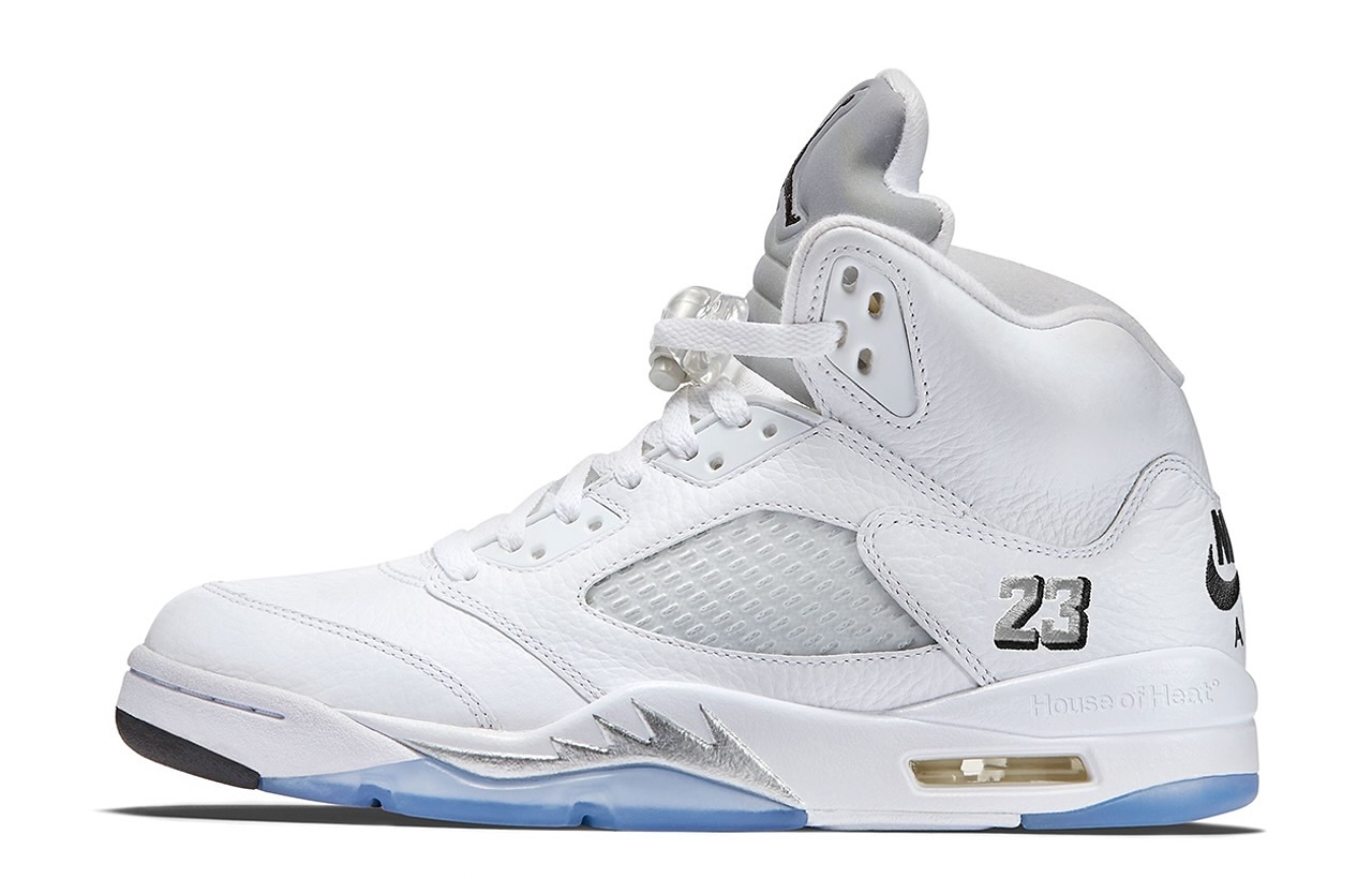 Men's Nike Air Jordan 5 Retro White Metallic Shoes