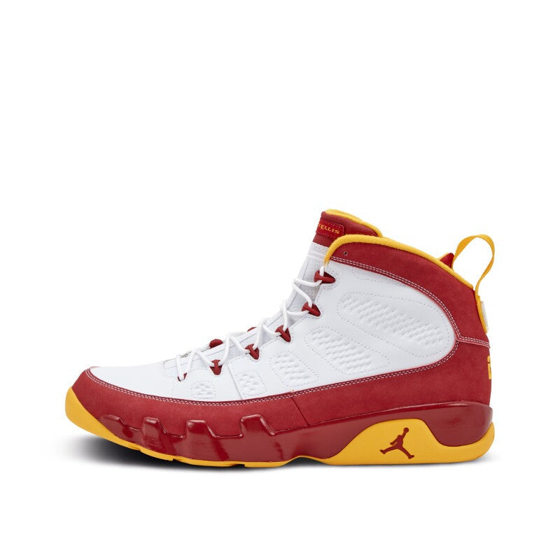Men's Nike Air Jordan 9 White Red Gold Shoes