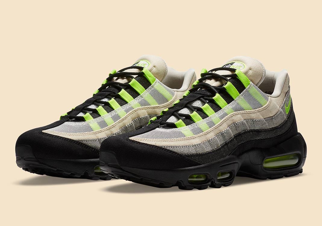 Men's Nike Air Max 95 Black Summit White-Volt Shoes - Image 3
