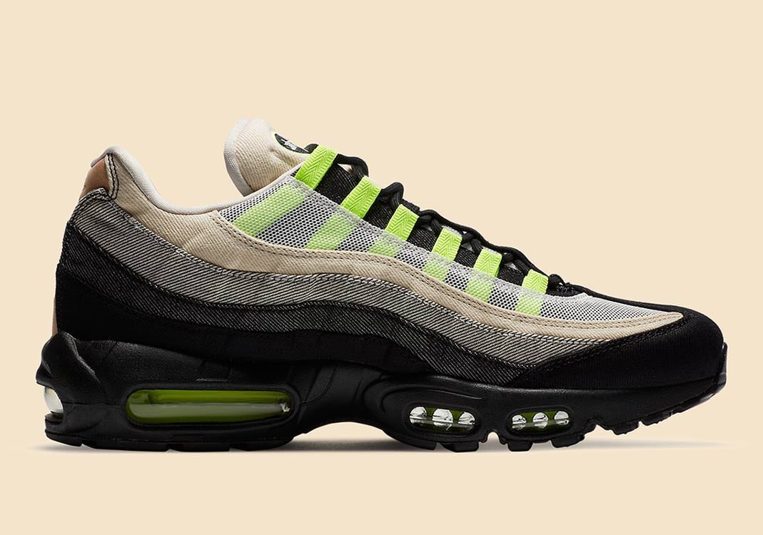 Men's Nike Air Max 95 Black Summit White-Volt Shoes - Image 2