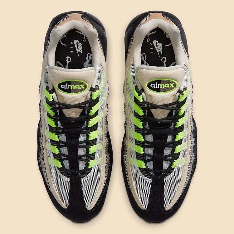 Men's Nike Air Max 95 Black Summit White-Volt Shoes - Image 4