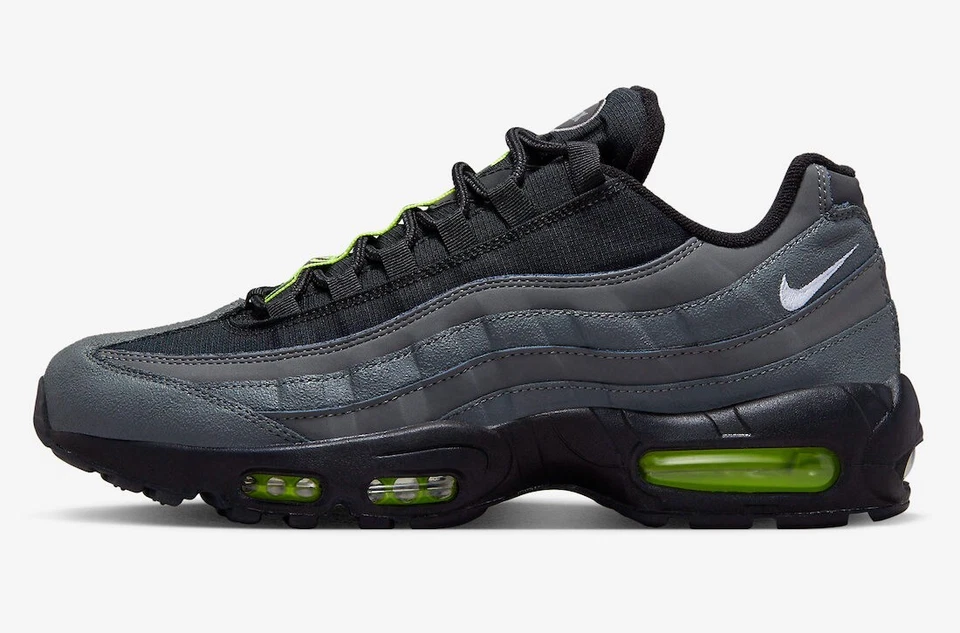 Men's Nike Air Max 95 Grey Black Neon Shoes