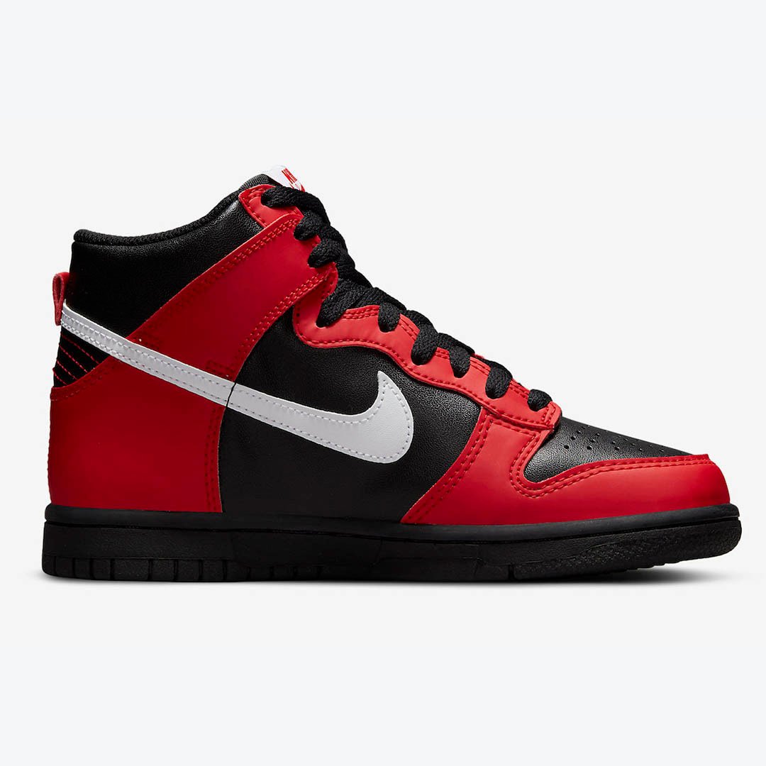 Men's Nike Dunk High University Red & Black Shoes - Image 2