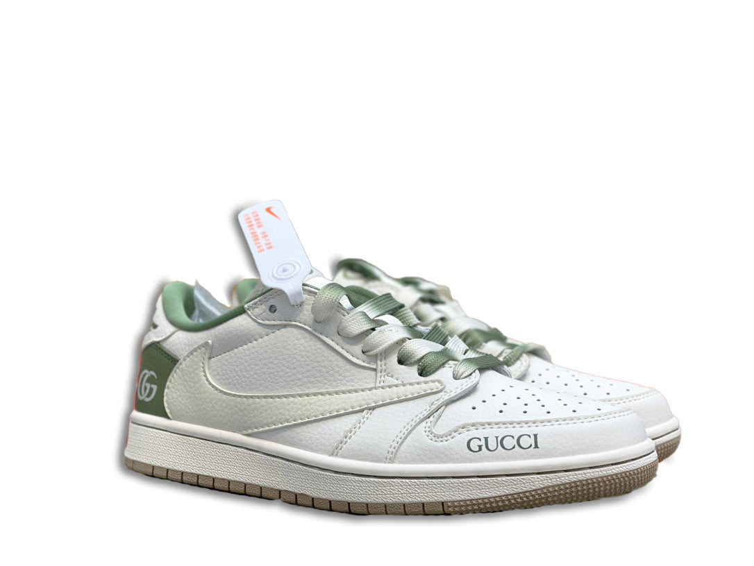 Men's Nike Gucci x Air Jordan 1 Low White Green Shoes