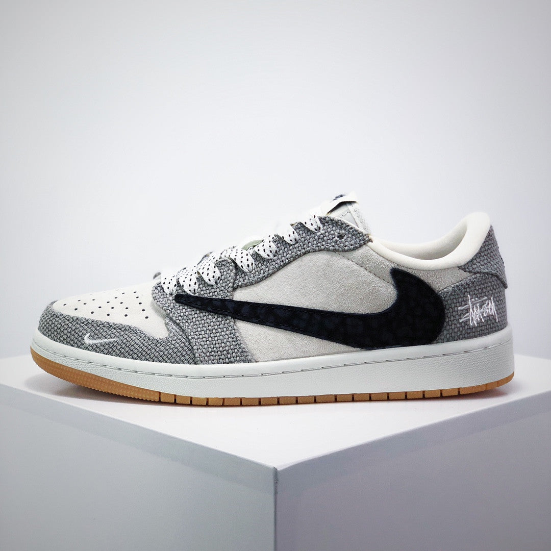Men's Nike Travis Scott x Fragment Design x Air Jordan 1 Low OG Stussy Shoes