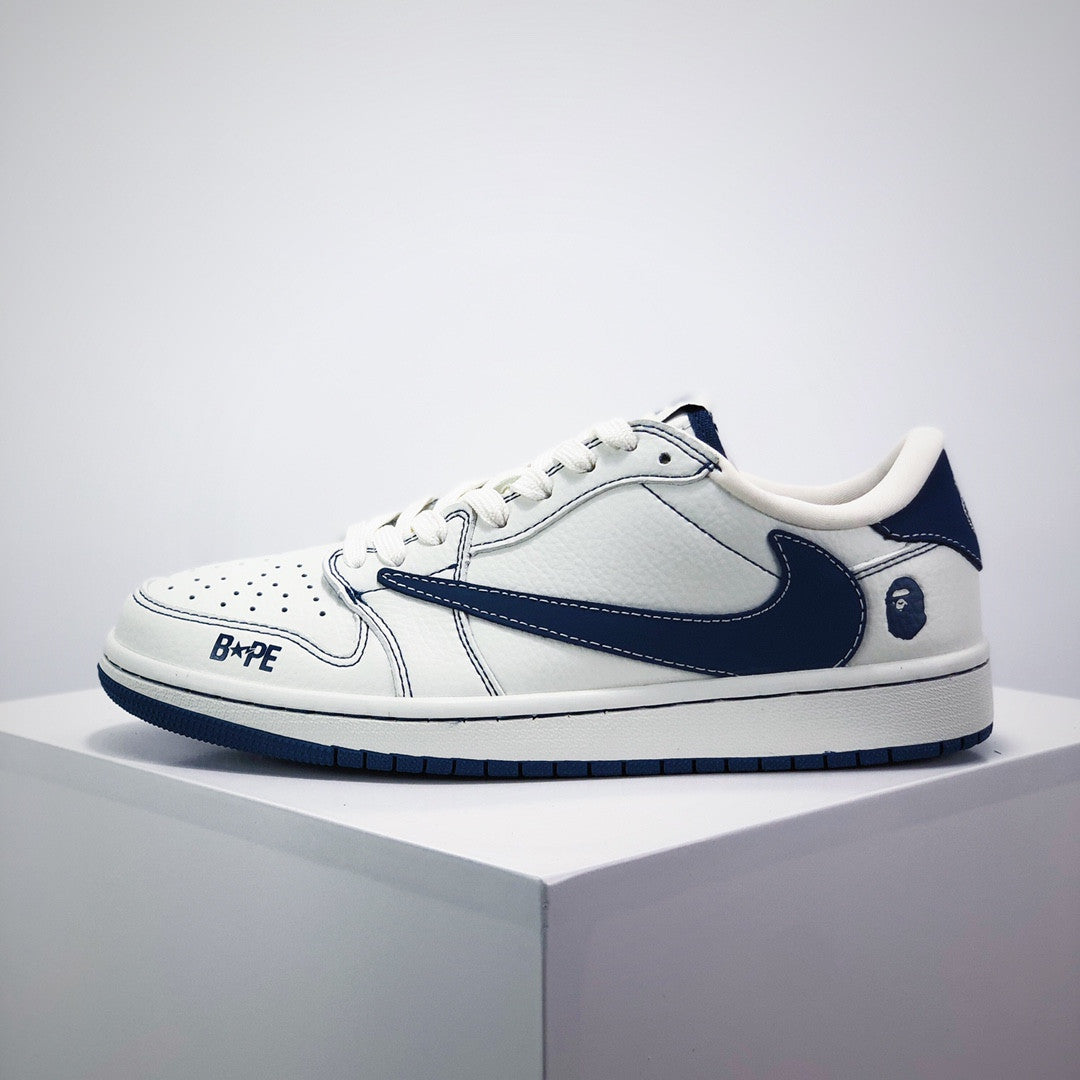 Men's Nike Travis Scott x Fragment Design x Jordan Air Jordan 1 Low OG SP BAPE Shoes