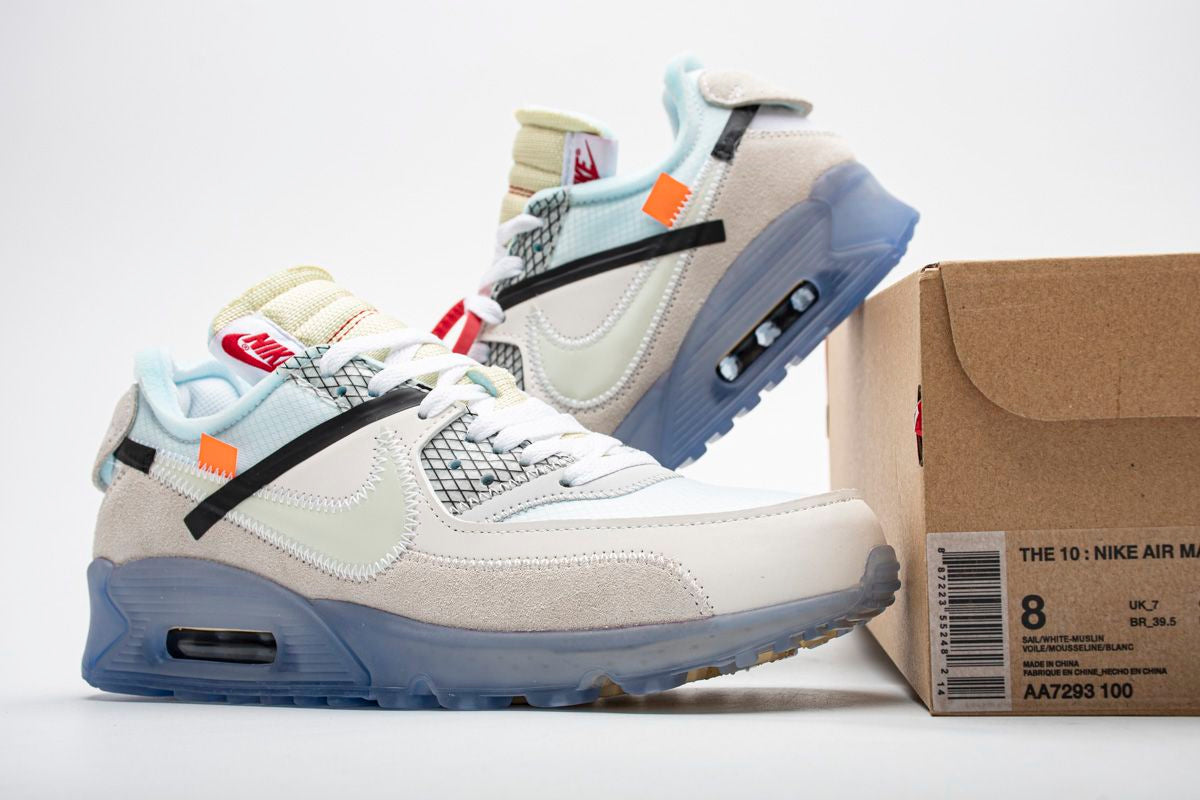 Men's Off White x Air Max 90 All White Shoes - Image 3