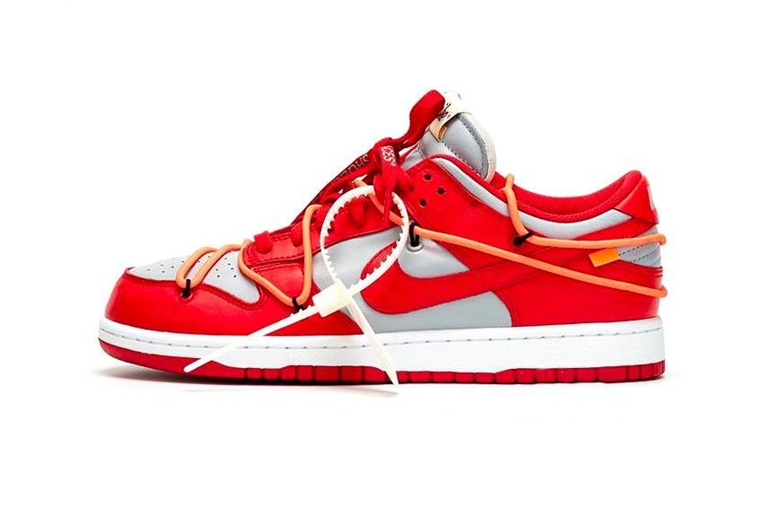 Men's OFF White X SB Dunk Low University Red Shoes