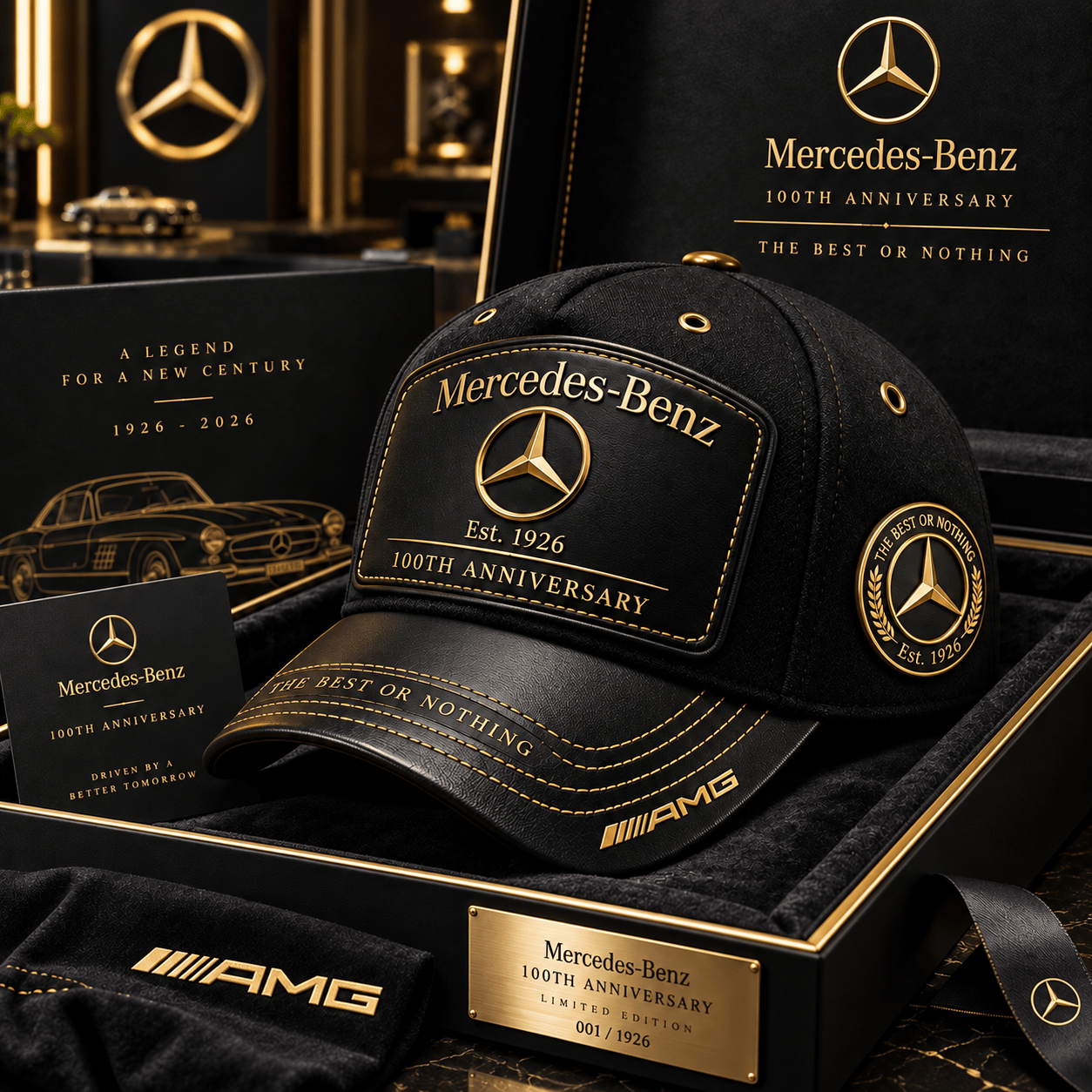 Merc AMG Leather Vintage 100th Anniversary Classic Hat 1926-2026 Merc Merch Dudes Gifts