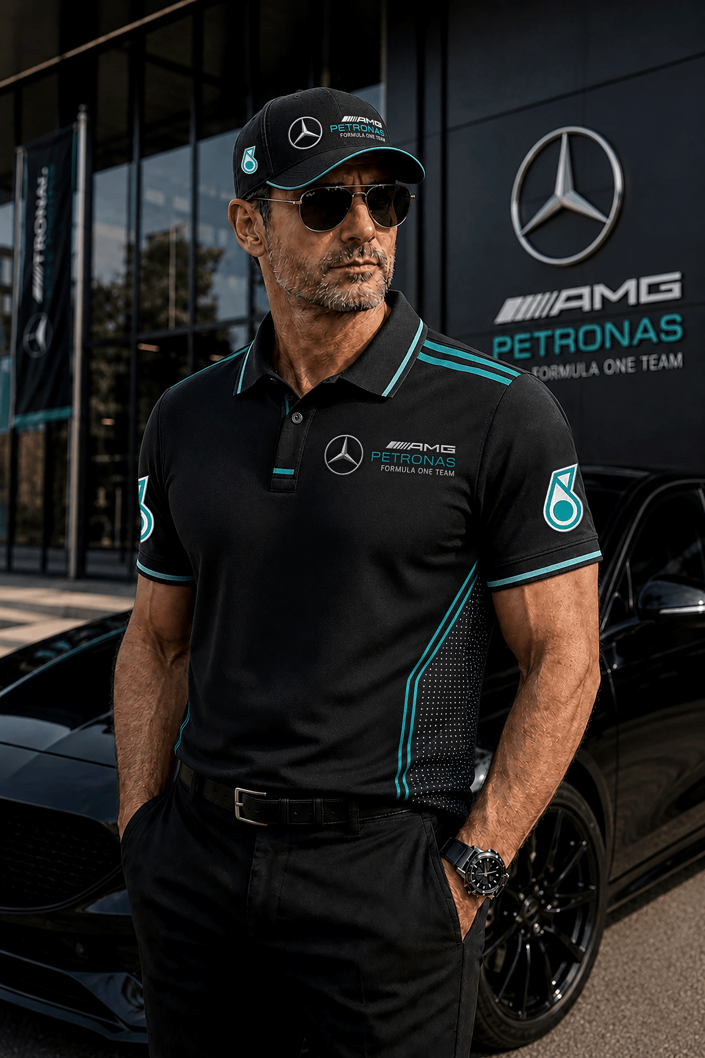 Merc AMG Petronas Sport Polo Shirt Petronas F1 Team Merch Birthday Gifts For Him