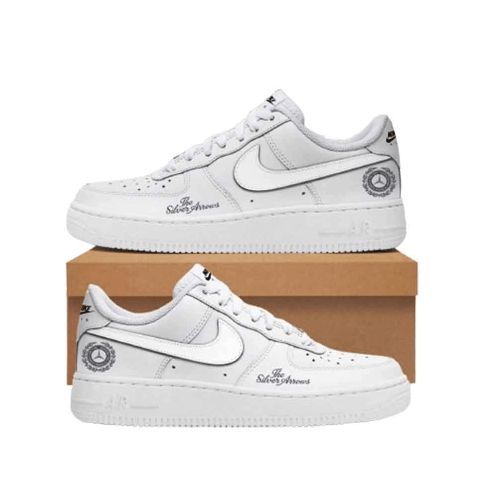 Mercedes Benz The Silver Arrows X Air Force 1 Sneakers Birthday Gift For Husband
