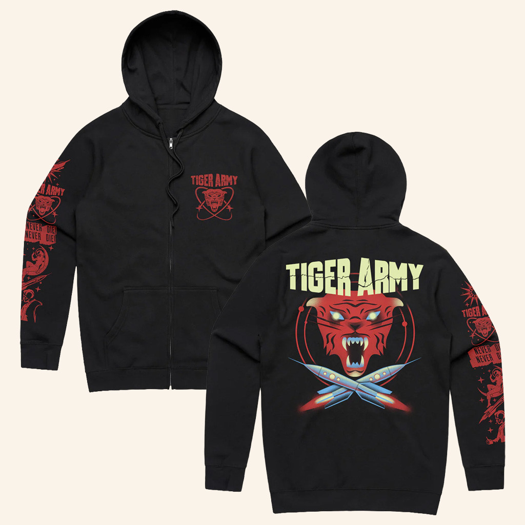 Merch Connection Zip Hoodie Tiger Army Rocket Tiger Hoodie Xmas Gifts For Dad