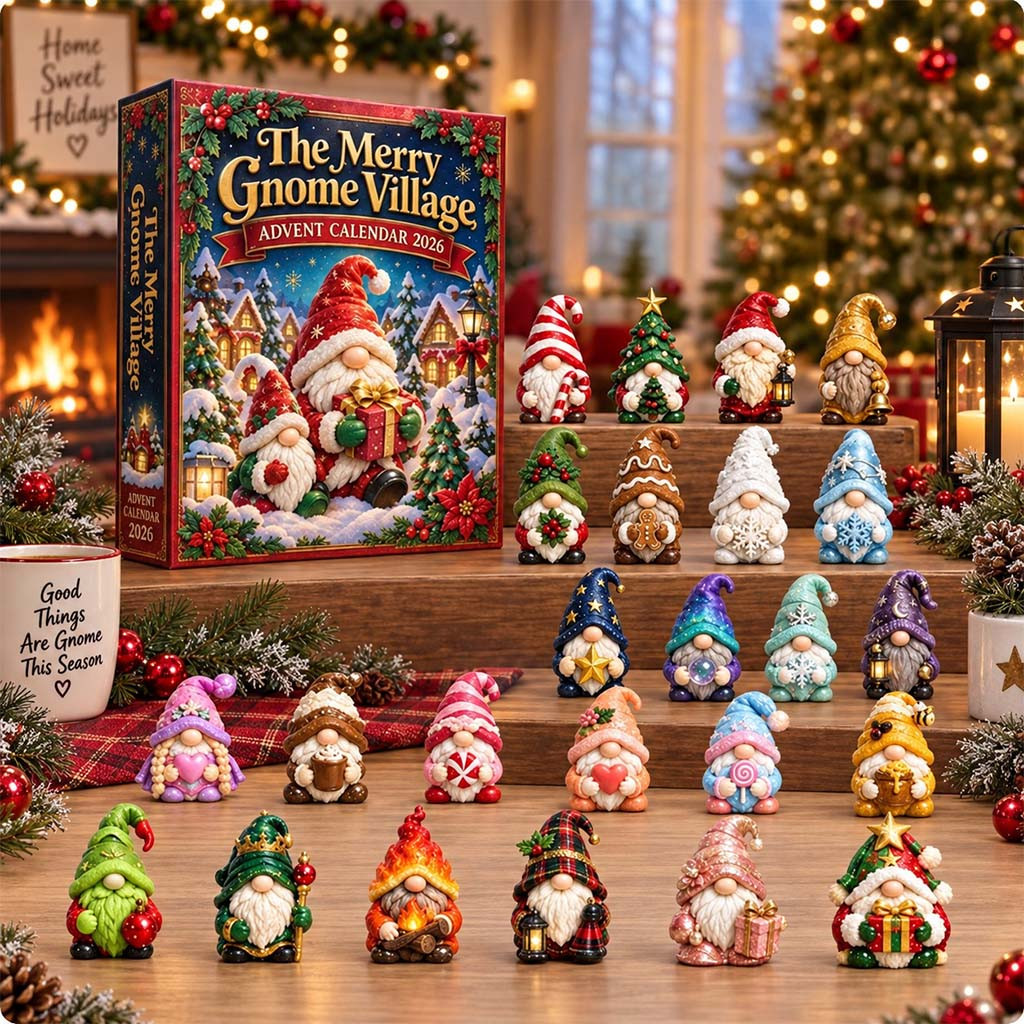 Merry Gnome Village Advent Calendar Christmas Tree Ornaments Gifts For Holiday