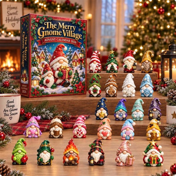 Merry Gnome Village Advent Calendar Christmas Tree Ornaments Gifts For Holiday - Image 2