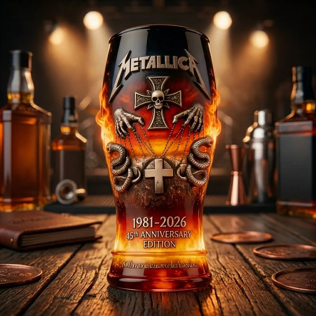 Metallica 45th Anniversary 1981 2026 Beer Glass Metallica Merch Present For Band Fans