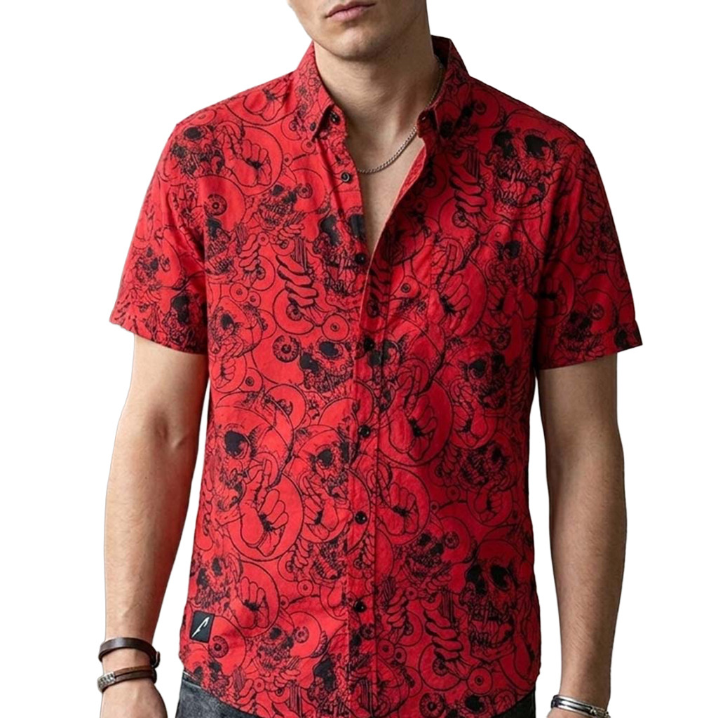 Metallica Black Skulls Red Hawaiian Shirt Metallica Merch Best Gifts For Band Fans