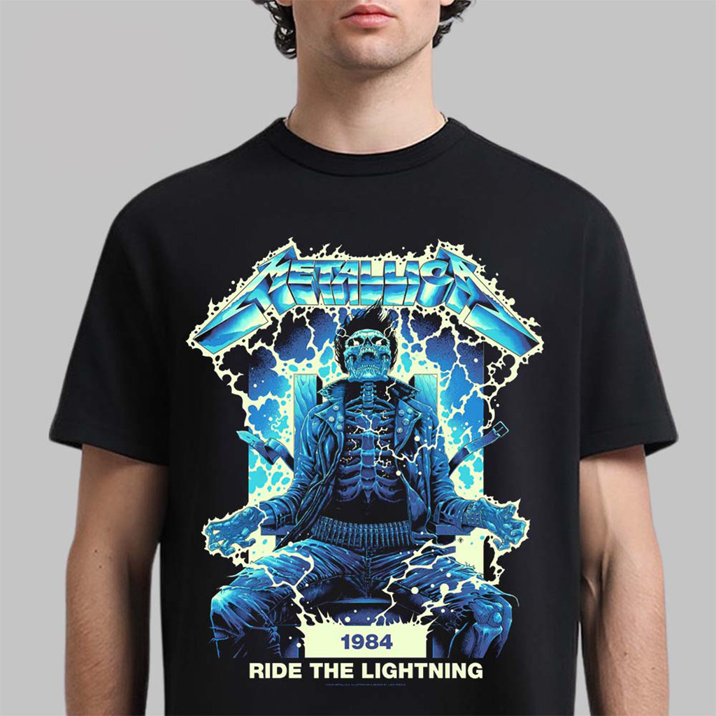 Metallica M72 World Tour 2026 Merch 1984 Ride The Lightning Artwork By Luke Preece T-Shirt