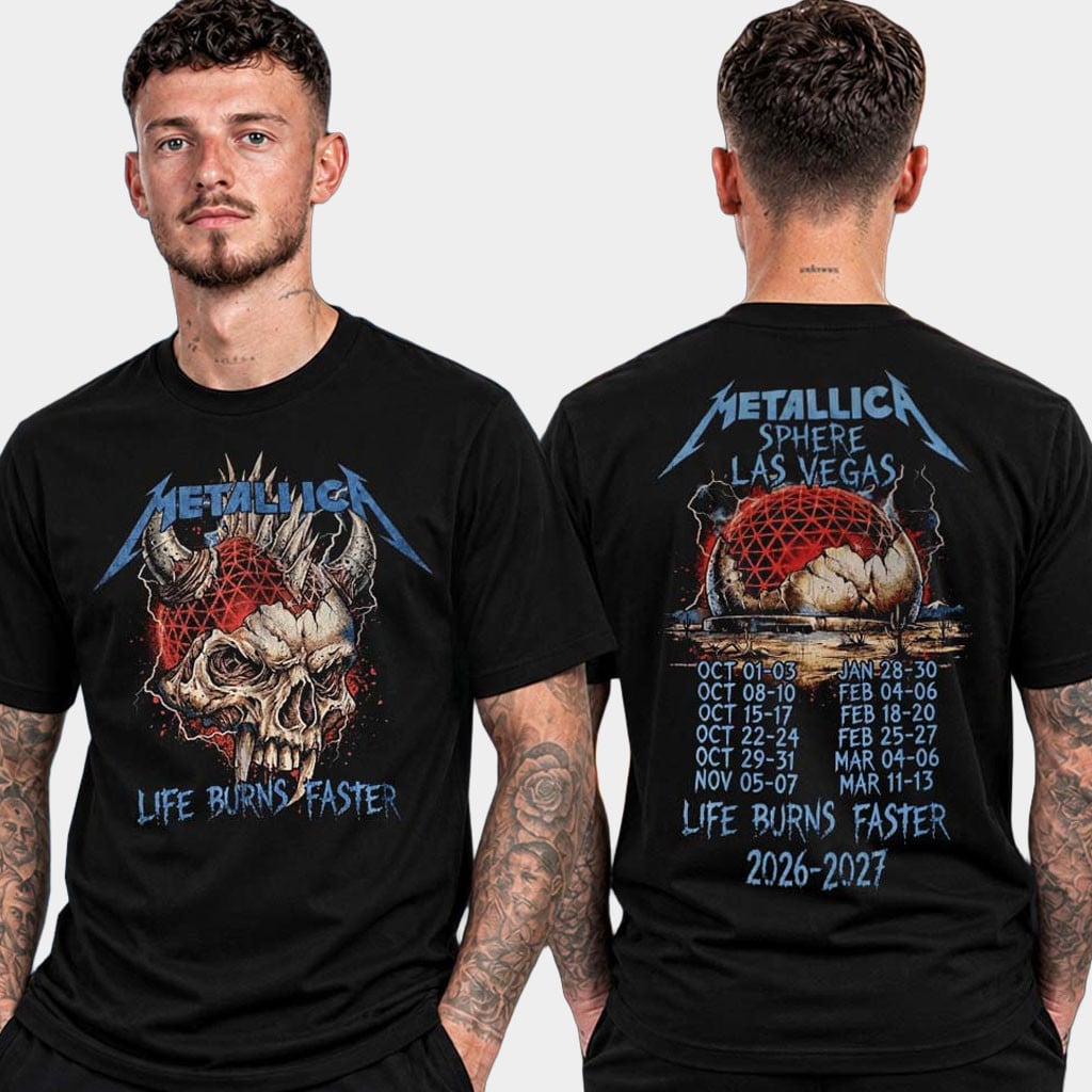 Metallica Merch Las Vegas 2026 Sphere Pop Up Shop Skull Dateback T-Shirt Music Related Gifts