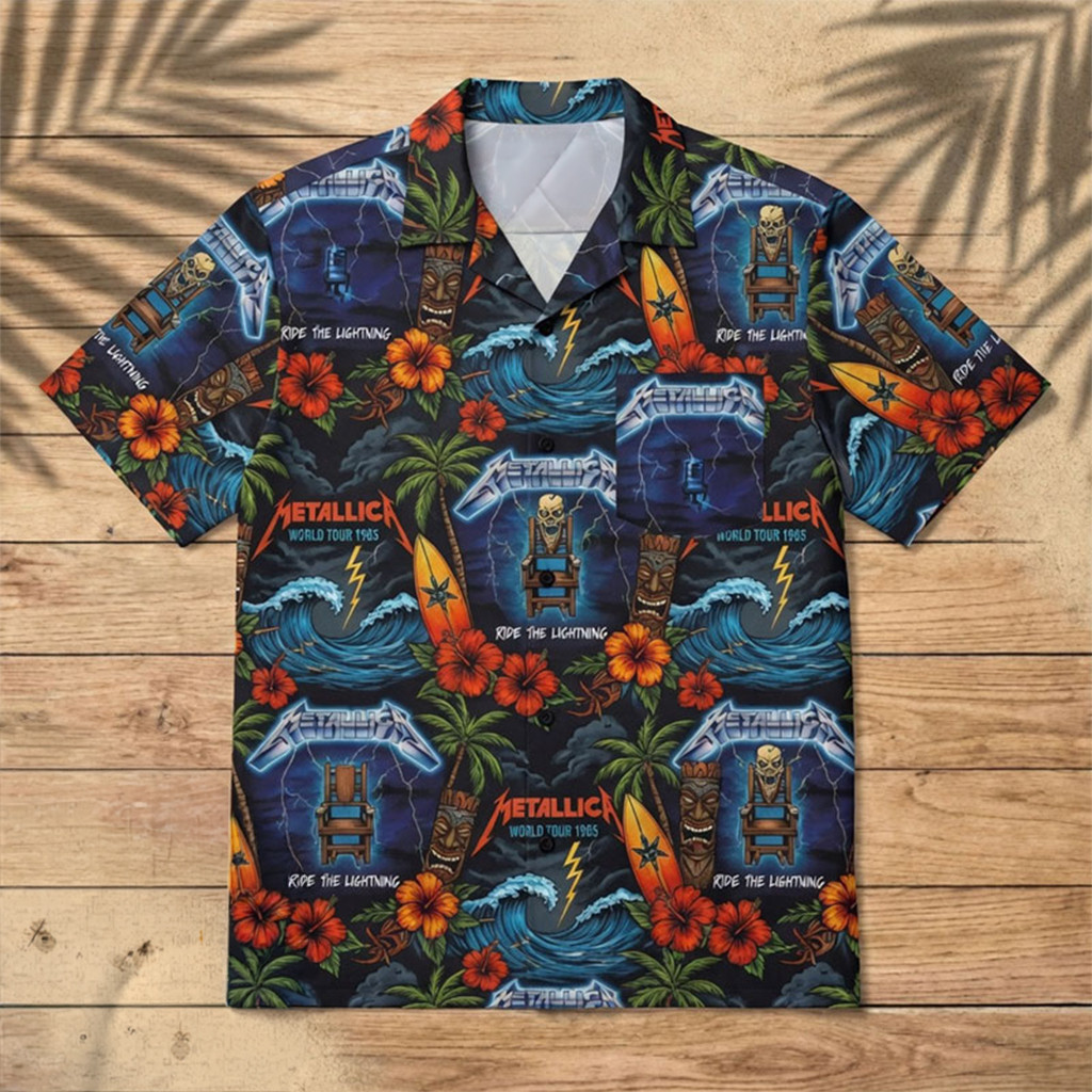 Metallica Ride The Lightning 1984 Album Art Electric Chair Graphic 2026 Hawaiian Shirt Fan Merch