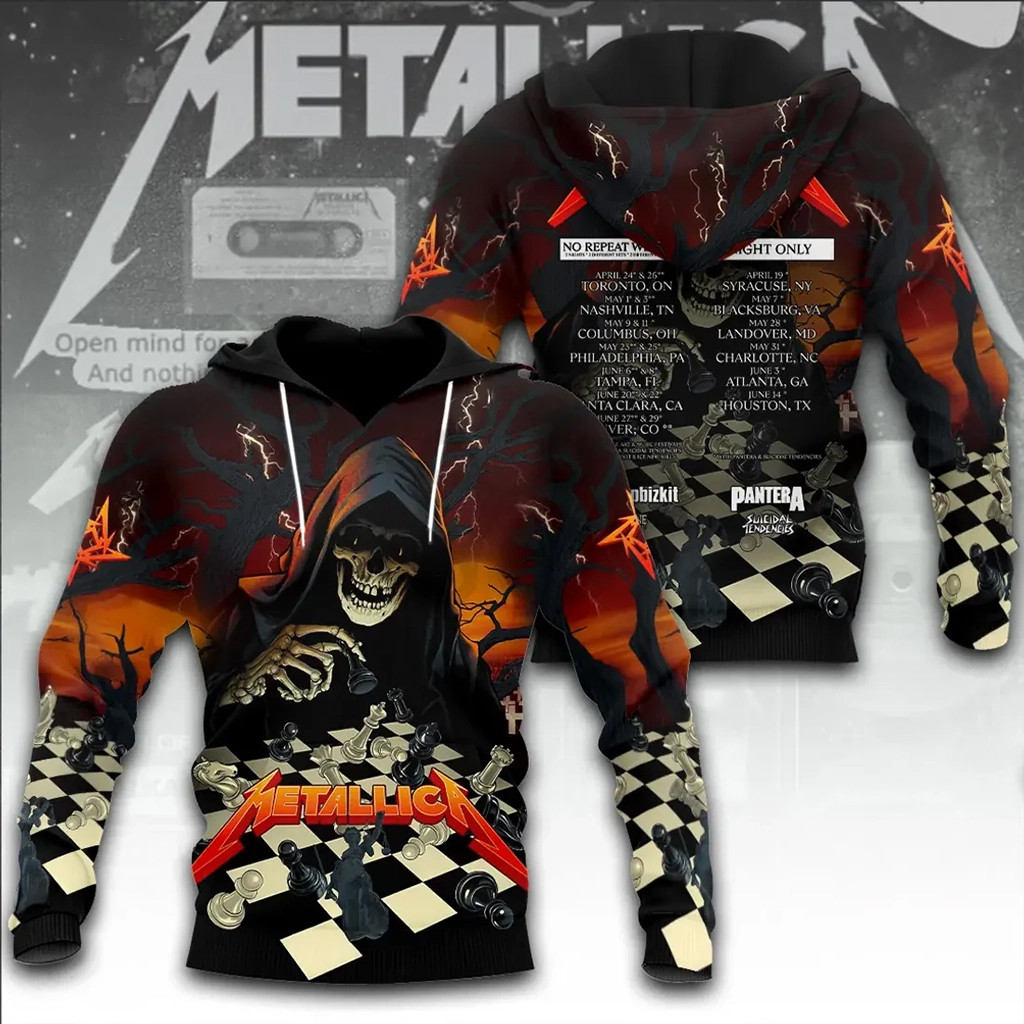 Metallica Tour 2026 Grim Reaper Chessboard Hoodie Metallica Merch Special Birthday Gifts For Dad