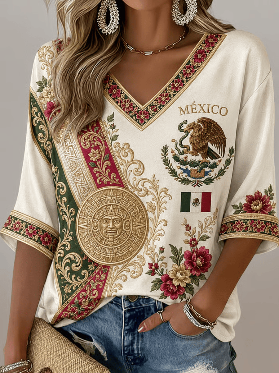 Mexico FIFA World Cup 2026 V-Neck Long Sleeve Shirt Mexico Team Merch Gift For Football Lovers